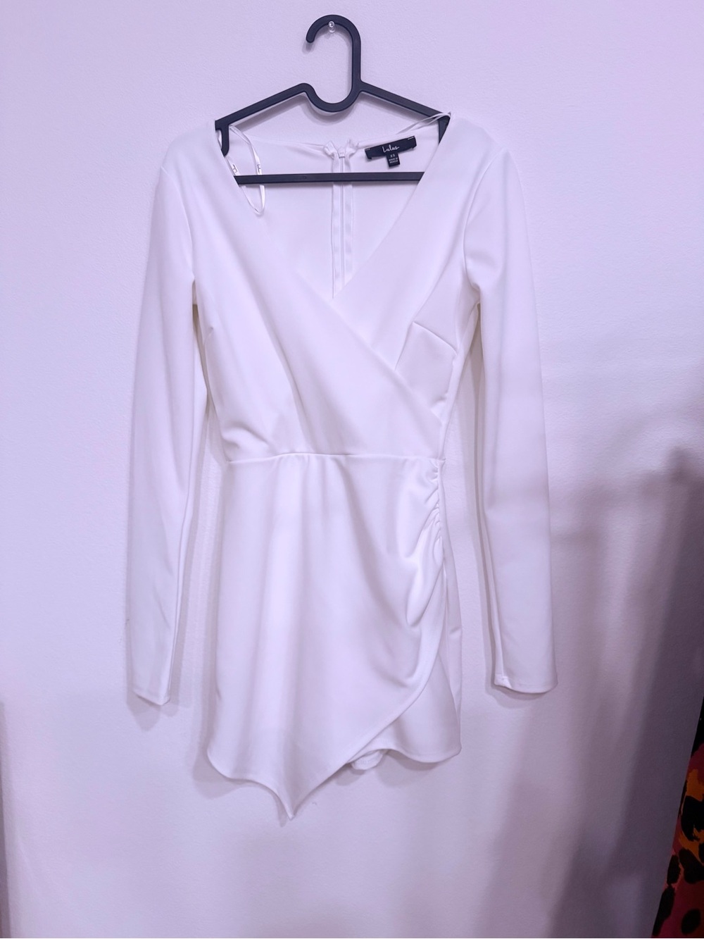 Lulu's White Long-Sleeve Wrap Romper Dress